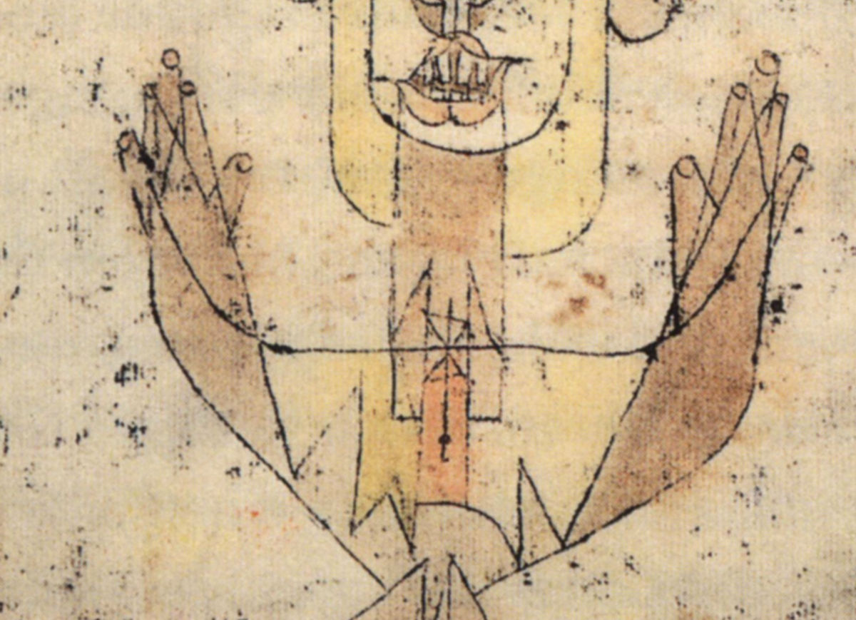 Detail 3: Two raised hands in Angelus Novus